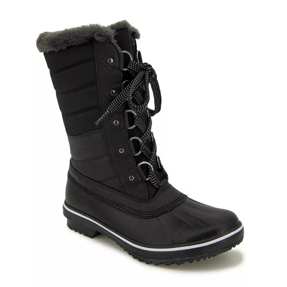 JBU Siberia Women's Water-Resistant Winter Boots, Size 7.5, Black
